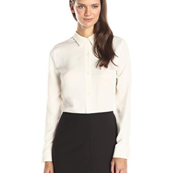 Theory Tops - Theory Tania Modern Silk Blouse Cream White XS